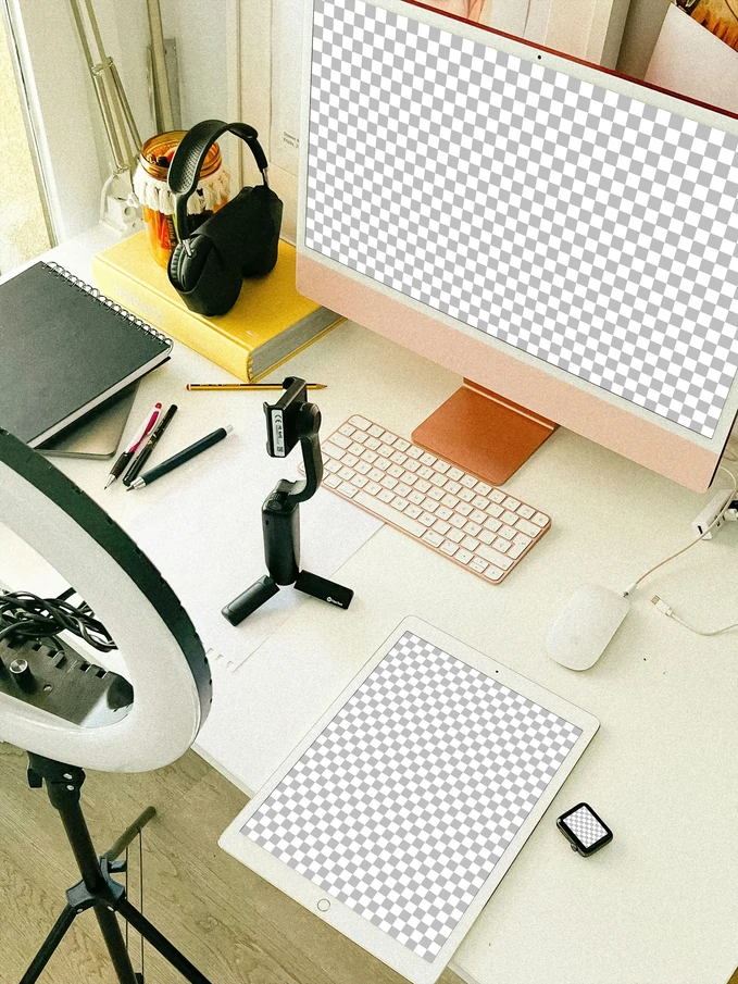 Mockup de monitor com foto real de fotógrafo, modelo 08, gratuito para uso pessoal e comercial