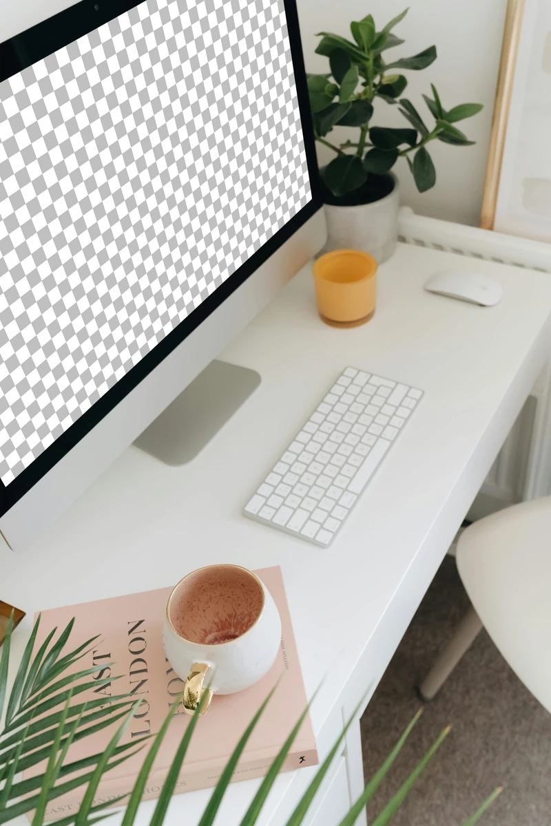 Mockup de monitor com foto real de fotógrafo, modelo 01, gratuito para uso pessoal e comercial