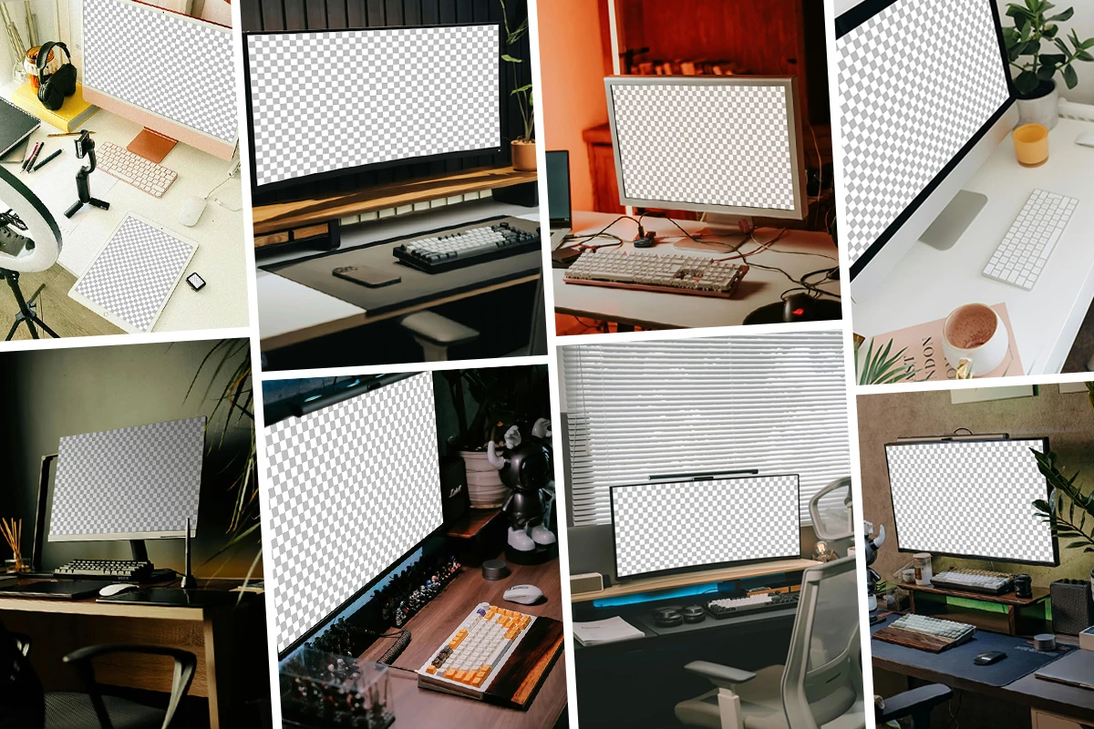 Mockups de Monitores com Fotos Reais Grátis